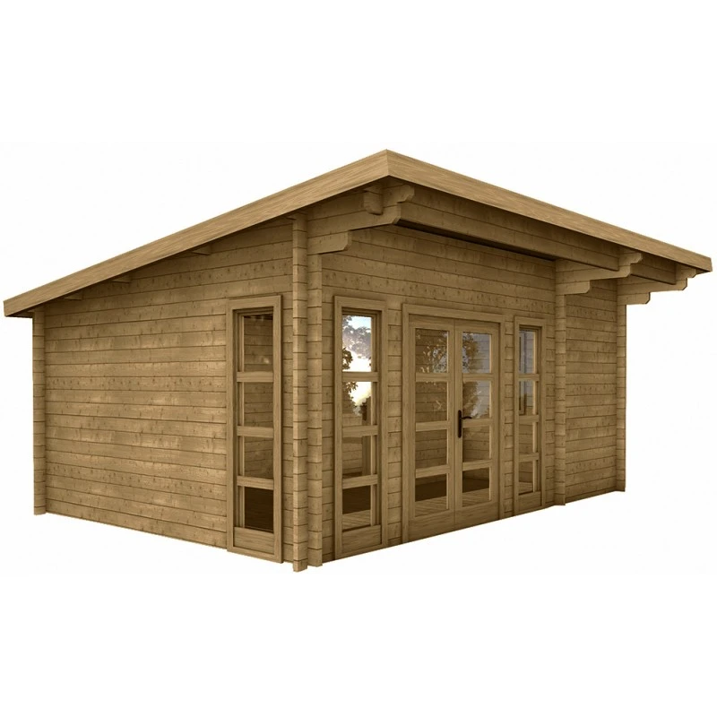 Abri Bois Massif 22m² MODERNE Traité Marron 40mm Gardy Shelter 3 Abri Bois Massif 22m² MODERNE Traité Marron 40mm Gardy Shelter