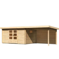 Abri De Jardin 11,49m² En Bois Massif 40mm Trittau 5 Avec Appentis 330cm Et Paroi Arrière – Karibu -Jardin Soldes abri de jardin 1149m en bois massif 40mm trittau 5 avec appentis 330cm et paroi arriere woodfeeling 2