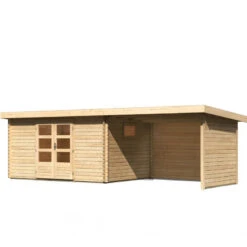 Abri De Jardin 11,49m² En Bois Massif 40mm Trittau 5 Avec Appentis 330cm, Paroi Arrière Et Latérale – Karibu -Jardin Soldes abri de jardin 1149m en bois massif 40mm trittau 5 avec appentis 330cm paroi arriere et laterale woodfeeling 2