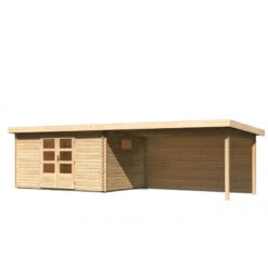 Abri De Jardin 11,49m² En Bois Massif 40mm Trittau 5 Avec Appentis 440cm Et Paroi Arrière – Karibu -Jardin Soldes abri de jardin 1149m en bois massif 40mm trittau 5 avec appentis 440cm et paroi arriere woodfeeling 2