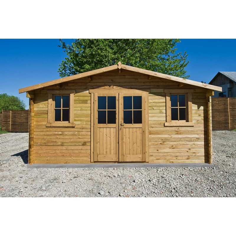 Abri De Jardin 16m² PLUS En Bois 40mm Traité Teinté Marron Gardy Shelter 4 Abri De Jardin 16m² PLUS En Bois 40mm Traité Teinté Marron Gardy Shelter – Image 2