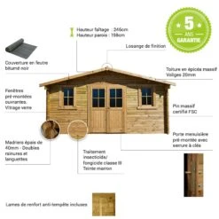 Abri De Jardin 16m² PLUS En Bois 40mm Traité Teinté Marron Gardy Shelter 10 Abri De Jardin 16m² PLUS En Bois 40mm Traité Teinté Marron Gardy Shelter -Jardin Soldes abri de jardin 16m plus en bois 40mm traite teinte marron gardy shelter 2