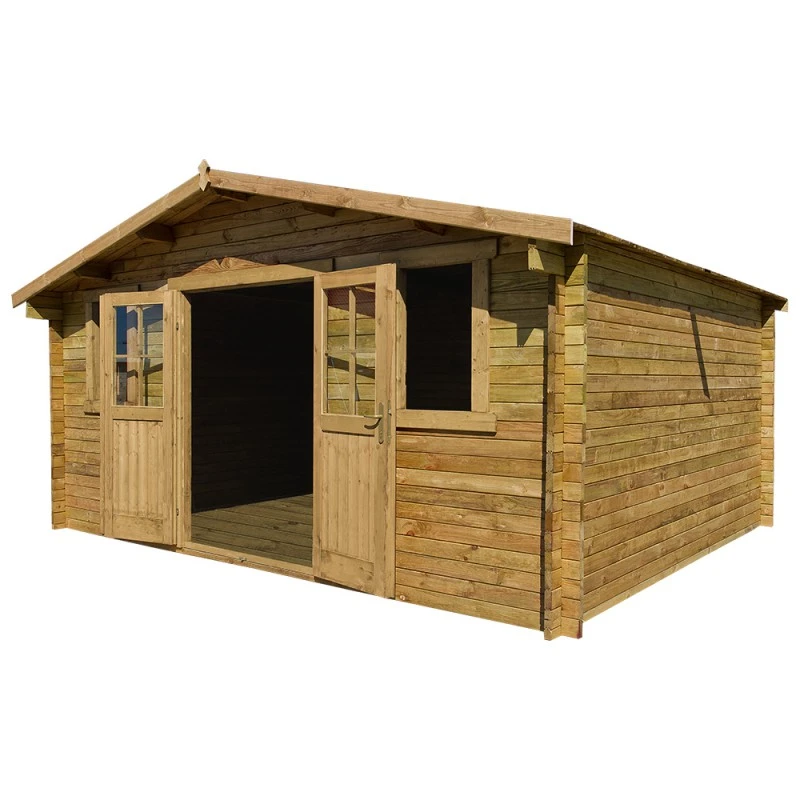 Abri De Jardin 16m² PLUS En Bois 40mm Traité Teinté Marron Gardy Shelter 7 Abri De Jardin 16m² PLUS En Bois 40mm Traité Teinté Marron Gardy Shelter – Image 5