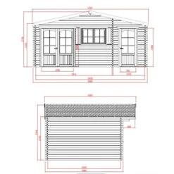 Abri De Jardin 22,04m² En Sapin Blanc FSC 40mm ROSTOCK + Shingles Rouges - SOLID -Jardin Soldes abri de jardin 2204m en sapin blanc fsc 40mm rostock shingles rouges solid 2