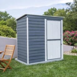 Abri De Jardin 2,35m² Monopente En Acier Galvanisé Anthracite Spacemaker -Jardin Soldes abri de jardin 235m monopente en acier galvanise anthracite spacemaker 5