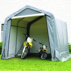 Abri De Jardin Démontable 5,76m² En Acier Et Polyéthylène Gris – Shelter Logic -Jardin Soldes abri de jardin demontable 576m en acier et polyethylene gris shelter logic 2