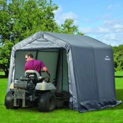 Abri De Jardin Démontable 5,76m² En Acier Et Polyéthylène Gris – Shelter Logic -Jardin Soldes abri de jardin demontable 576m en acier et polyethylene gris shelter logic 5