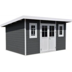 Abri De Jardin En Bois Composite 28mm Anthracite 12m² PREMIUM Toit Monopente - Woodlife Garden -Jardin Soldes abri de jardin en bois composite 28mm anthracite 12m premium toit monopente woodlife garden 2