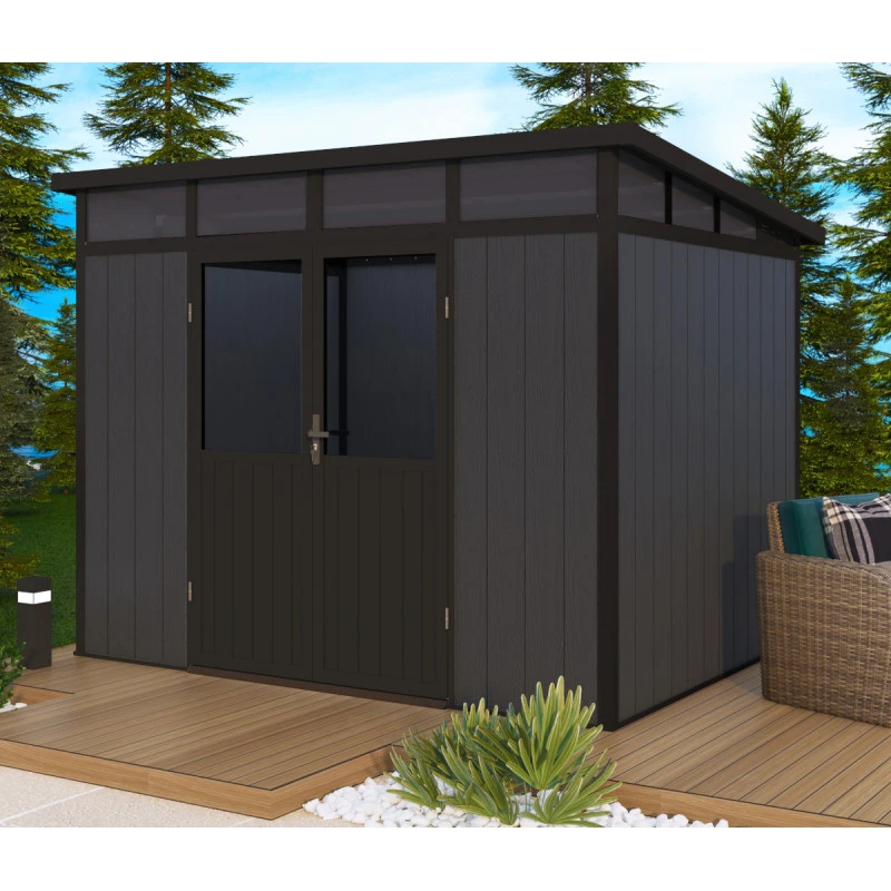 Abri De Jardin En Bois Composite 28mm Anthracite 6,69m² WINSTON Skylight - Woodlife Garden 3 Abri De Jardin En Bois Composite 28mm Anthracite 6,69m² WINSTON Skylight - Woodlife Garden