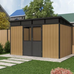 Abri De Jardin En Bois Composite 28mm Aspect Bois 8,09m² WINSTON Skylight - Woodlife Garden -Jardin Soldes abri de jardin en bois composite 28mm aspect bois 809m winston skylight woodlife garden 1