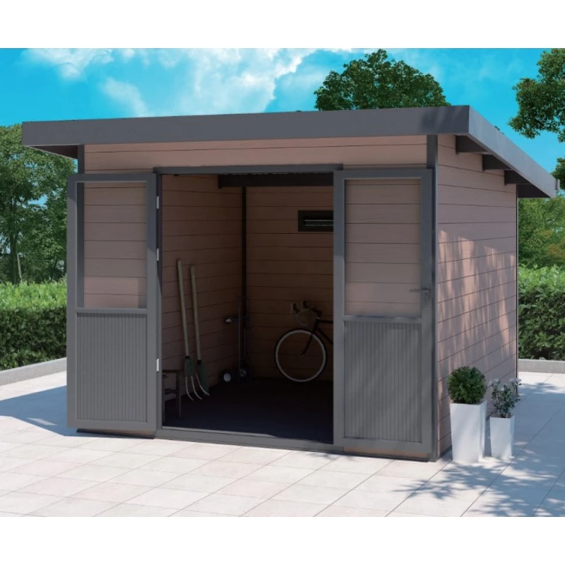Abri De Jardin En Bois Composite 28mm Aspect Bois Vieilli 9m² PREMIUM Toit Plat - Woodlife Garden 5 Abri De Jardin En Bois Composite 28mm Aspect Bois Vieilli 9m² PREMIUM Toit Plat - Woodlife Garden – Image 3