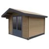 Abri De Jardin En Bois Composite 28mm Bois Vieilli 14,44m² Double Porte Alu Et Double Vitrage - WoodLife Garden -Jardin Soldes abri de jardin en bois composite 28mm bois vieilli 1444m double porte alu et double vitrage woodlife