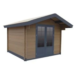 Abri De Jardin En Bois Composite 28mm Bois Vieilli 14,44m² Double Porte Alu Et Double Vitrage - WoodLife Garden -Jardin Soldes abri de jardin en bois composite 28mm bois vieilli 1444m double porte alu et double vitrage woodlife 2