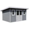 Abri De Jardin En Bois Composite 28mm Gris Clair 12m² PREMIUM Toit Plat - Woodlife Garden -Jardin Soldes abri de jardin en bois composite 28mm gris clair 12m premium toit plat woodlife garden