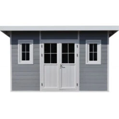 Abri De Jardin En Bois Composite 28mm Gris Clair 14,90m² PREMIUM Toit Plat - Woodlife Garden -Jardin Soldes abri de jardin en bois composite 28mm gris clair 1490m premium toit plat woodlife garden 3
