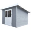 Abri De Jardin En Bois Composite 28mm Gris Clair 4,41m² PREMIUM Toit Plat - Woodlife Garden