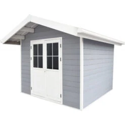 Abri De Jardin En Bois Composite 28mm Gris Clair 7,78m² PREMIUM - Woodlife Garden