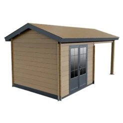 Abri De Jardin En Bois Composite Bois Vieilli 9m² + 9m² Terrasse - Woodlife Garden -Jardin Soldes abri de jardin en bois composite bois vieilli 9m 9m terrasse woodlife 3