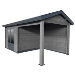 Abri De Jardin En Bois Composite Gris Foncé 9m² + 9m² Terrasse - Woodlife Garden -Jardin Soldes abri de jardin en bois composite gris fonce 9m 9m terrasse woodlife 2