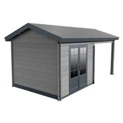 Abri De Jardin En Bois Composite Gris Foncé 9m² + 9m² Terrasse - Woodlife Garden -Jardin Soldes abri de jardin en bois composite gris fonce 9m 9m terrasse woodlife 3