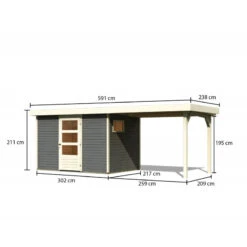 Abri De Jardin En Bois Gris Terre 6,55m² Avec Appentis De 2,80 M Freiburg 4 - Karibu -Jardin Soldes abri de jardin en bois gris terre 655m avec appentis de 280 m freiburg 4 karibu 2