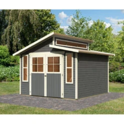 Abri De Jardin En Bois Gris Terre 9,24m² Avec Toit En Gradins - Grauburg 7 - Karibu -Jardin Soldes abri de jardin en bois gris terre 924m avec toit en gradins grauburg 7 karibu 2