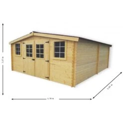 Abri De Jardin En Bois Massif 20m² – Madriers 28mm - Habrita -Jardin Soldes abri de jardin en bois massif 20m madriers 28mm 2