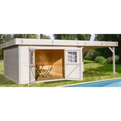 Abri De Jardin En Bois Massif 29,04m² Avec Terrasse – Madriers 28mm – Toiture En Bac Acier – Habrita -Jardin Soldes abri de jardin en bois massif 2904m avec terrasse madriers 28mm toiture en bac acier habrita 2