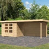 Abri De Jardin En Bois Massif 5,25m² Askola 3 Avec Appentis 280cm Et Paroi Arrière – Karibu -Jardin Soldes abri de jardin en bois massif 525m askola 3 avec appentis 280cm et paroi arriere woodfeeling