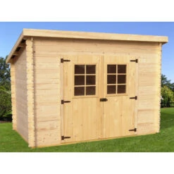 Abri De Jardin En Bois Massif 6,05m² Monopente – Madriers 20mm – Toiture Onduline – Habrita -Jardin Soldes abri de jardin en bois massif 605m monopente madriers 20mm toiture onduline habrita 1 2