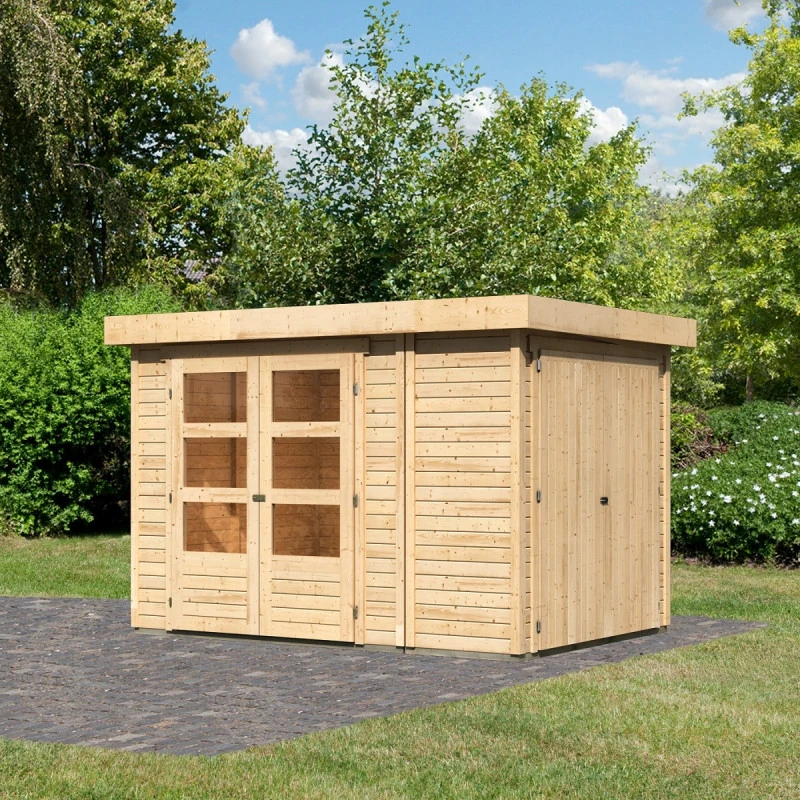Abri De Jardin En Bois Massif 6,25m² Retola 2 Avec Armoire Intégrée – Karibu 3 Abri De Jardin En Bois Massif 6,25m² Retola 2 Avec Armoire Intégrée – Karibu