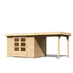 Abri De Jardin En Bois Massif 6,55m² Askola 4 Avec Appentis 240cm – Karibu -Jardin Soldes abri de jardin en bois massif 655m askola 4 avec appentis 240cm woodfeeling 2