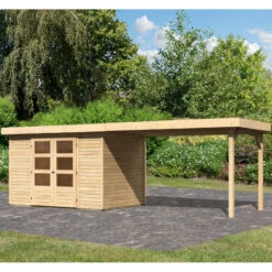 Abri De Jardin En Bois Massif 6,55m² Askola 4 Avec Appentis 280cm – Karibu