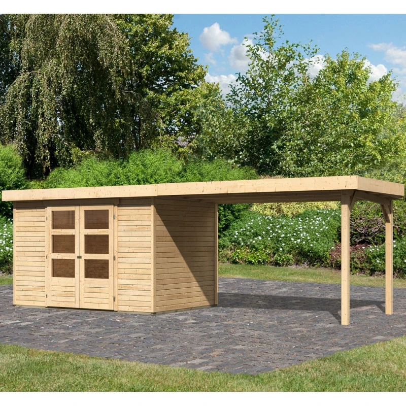 Abri De Jardin En Bois Massif 6,55m² Askola 4 Avec Appentis 280cm – Karibu 3 Abri De Jardin En Bois Massif 6,55m² Askola 4 Avec Appentis 280cm – Karibu