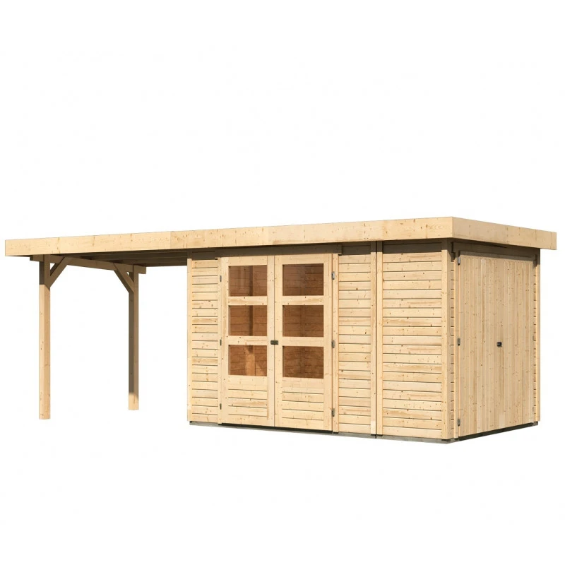 Abri De Jardin En Bois Massif 6,92m² Retola 3 Avec Armoire Intégrée Et Appentis 280cm – Karibu 5 Abri De Jardin En Bois Massif 6,92m² Retola 3 Avec Armoire Intégrée Et Appentis 280cm – Karibu – Image 3