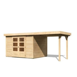 Abri De Jardin En Bois Massif 7,43m² Askola 5 Avec Appentis 240cm – Karibu -Jardin Soldes abri de jardin en bois massif 743m askola 5 avec appentis 240cm woodfeeling 2