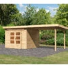 Abri De Jardin En Bois Massif 7,50m² Kandern 6 Avec Appentis 320cm – Karibu -Jardin Soldes abri de jardin en bois massif 750m kandern 6 avec appentis 320cm woodfeeling