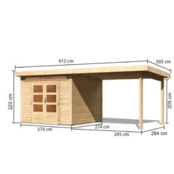 Abri De Jardin En Bois Massif 7,50m² Kandern 6 Avec Appentis 320cm – Karibu -Jardin Soldes abri de jardin en bois massif 750m kandern 6 avec appentis 320cm woodfeeling 2