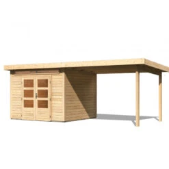 Abri De Jardin En Bois Massif 7,50m² Kandern 6 Avec Appentis 320cm – Karibu -Jardin Soldes abri de jardin en bois massif 750m kandern 6 avec appentis 320cm woodfeeling 3