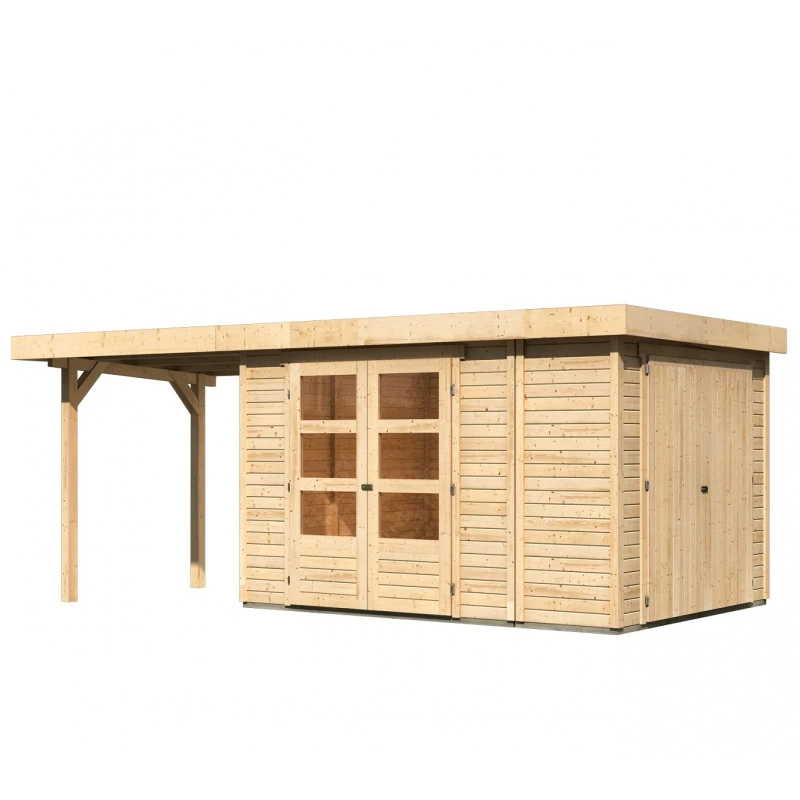 Abri De Jardin En Bois Massif 7,85m² Retola 4 Avec Armoire Intégrée Et Appentis 240cm – Karibu 5 Abri De Jardin En Bois Massif 7,85m² Retola 4 Avec Armoire Intégrée Et Appentis 240cm – Karibu – Image 3