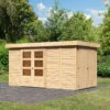 Abri De Jardin En Bois Massif 8,18m² Retola 5 Avec Armoire Intégrée – Karibu -Jardin Soldes abri de jardin en bois massif 818m retola 5 avec armoire integree woodfeeling
