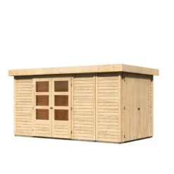 Abri De Jardin En Bois Massif 8,18m² Retola 5 Avec Armoire Intégrée – Karibu -Jardin Soldes abri de jardin en bois massif 818m retola 5 avec armoire integree woodfeeling 2