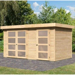 Abri De Jardin En Bois Massif 8,77m² Avec Cloison Intérieure Mühlentrup 1 – Karibu