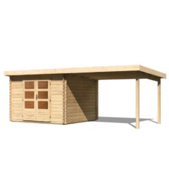 Abri De Jardin En Bois Massif 8,82m² Bastrup 5 Avec Appentis 300cm – Karibu -Jardin Soldes abri de jardin en bois massif 882m bastrup 5 avec appentis 300cm woodfeeling 2