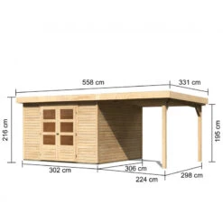 Abri De Jardin En Bois Massif 9,24m² Askola 6 Avec Appentis 240cm – Karibu -Jardin Soldes abri de jardin en bois massif 924m askola 6 avec appentis 240cm woodfeeling 2