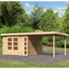 Abri De Jardin En Bois Massif 9,24m² Kerko 6 Avec Appentis 280cm – Karibu -Jardin Soldes abri de jardin en bois massif 924m kerko 6 avec appentis 280cm woodfeeling