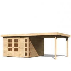 Abri De Jardin En Bois Massif 9,24m² Kerko 6 Avec Appentis 280cm – Karibu -Jardin Soldes abri de jardin en bois massif 924m kerko 6 avec appentis 280cm woodfeeling 2
