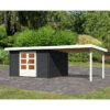 Abri De Jardin En Bois Massif Anthracite 10,60m² Bastrup 7 Avec Appentis 300cm – Karibu -Jardin Soldes abri de jardin en bois massif anthracite 1060m bastrup 7 avec appentis 300cm woodfeeling