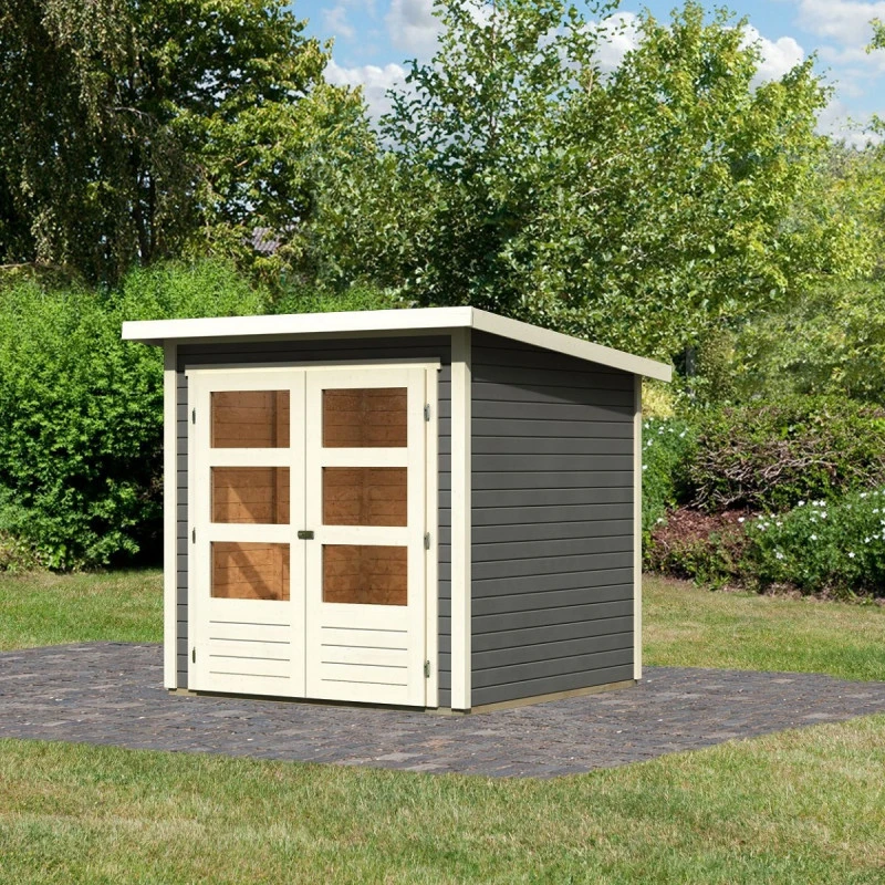 Abri De Jardin En Bois Massif Gris Terre 3,46m² Stockach 2 – Karibu 3 Abri De Jardin En Bois Massif Gris Terre 3,46m² Stockach 2 – Karibu