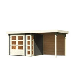 Abri De Jardin En Bois Massif Gris Terre 5,25m² Kerko 3 Avec Appentis 240cm Et Paroi Arrière – Karibu -Jardin Soldes abri de jardin en bois massif gris terre 525m kerko 3 avec appentis 240cm et paroi arriere woodfeeling 3